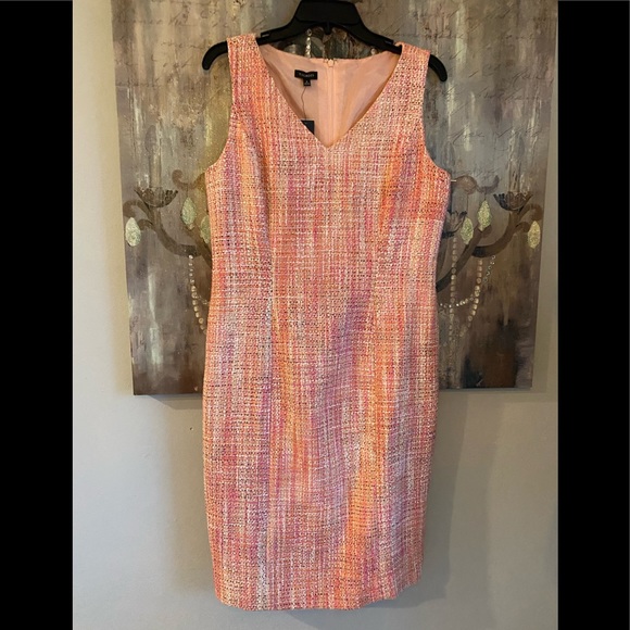 Talbots Dresses & Skirts - NWT Talbots Pink Tweed Sleeveless Midi Dress